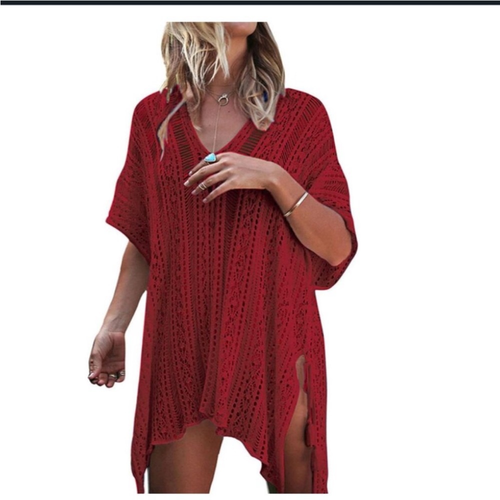Women's Beach Tee Sleeve Crochet Knit Style Coverups Cover Up Net ONE SIZE
